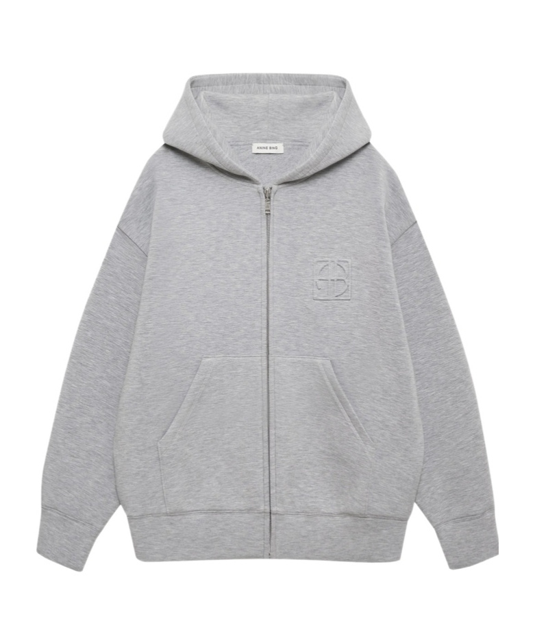 Shop Anine Bing Monogram-embossed Performance Jacket In Heather Grey