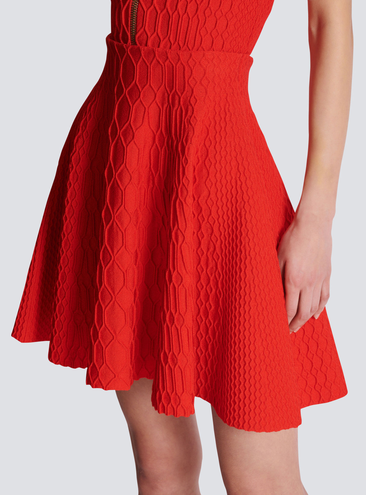 Balmain Flared Crocodile-knit Skirt In Multi