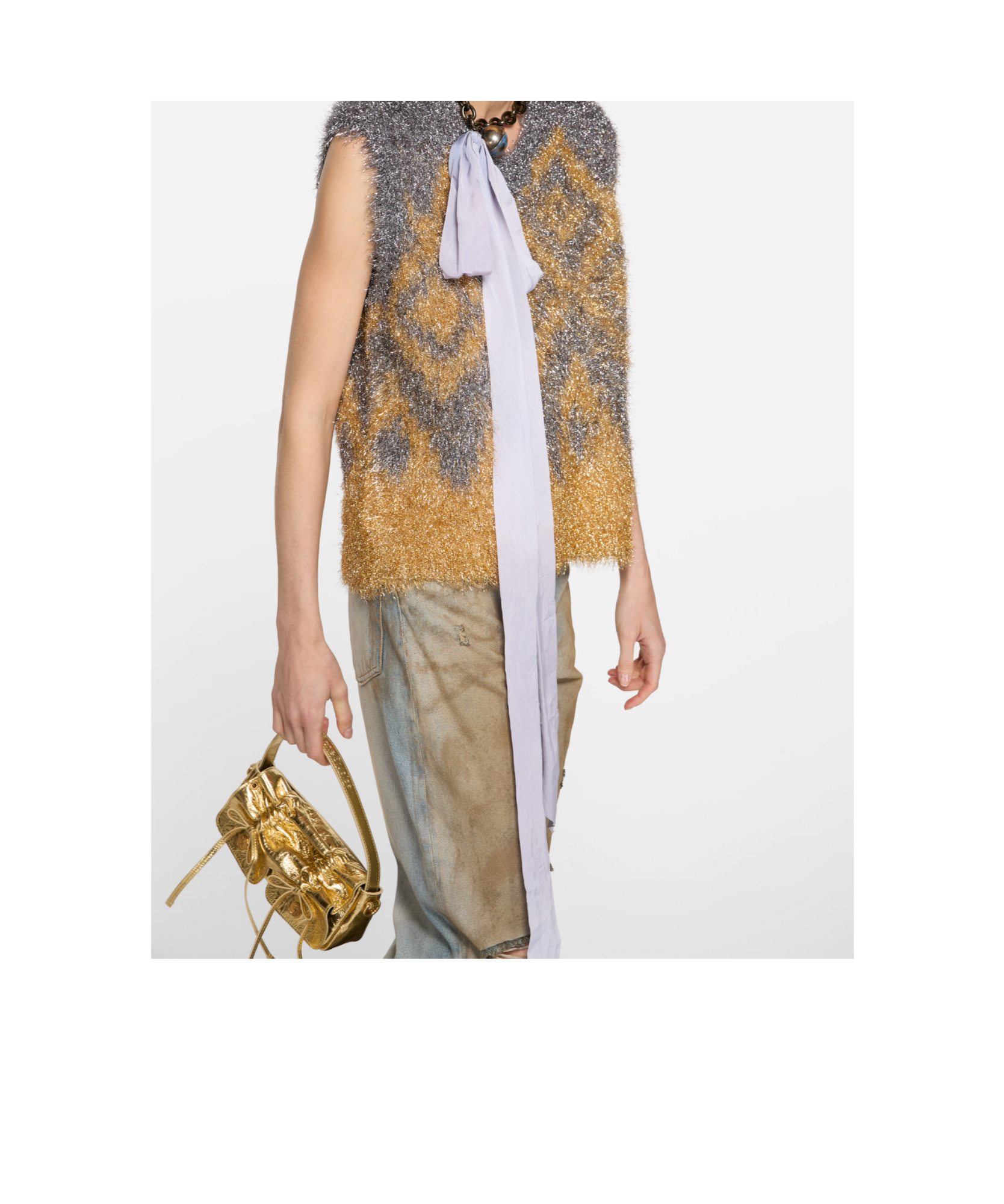 Acne Studios Drawstring Leather Shoulder Bag In Gold