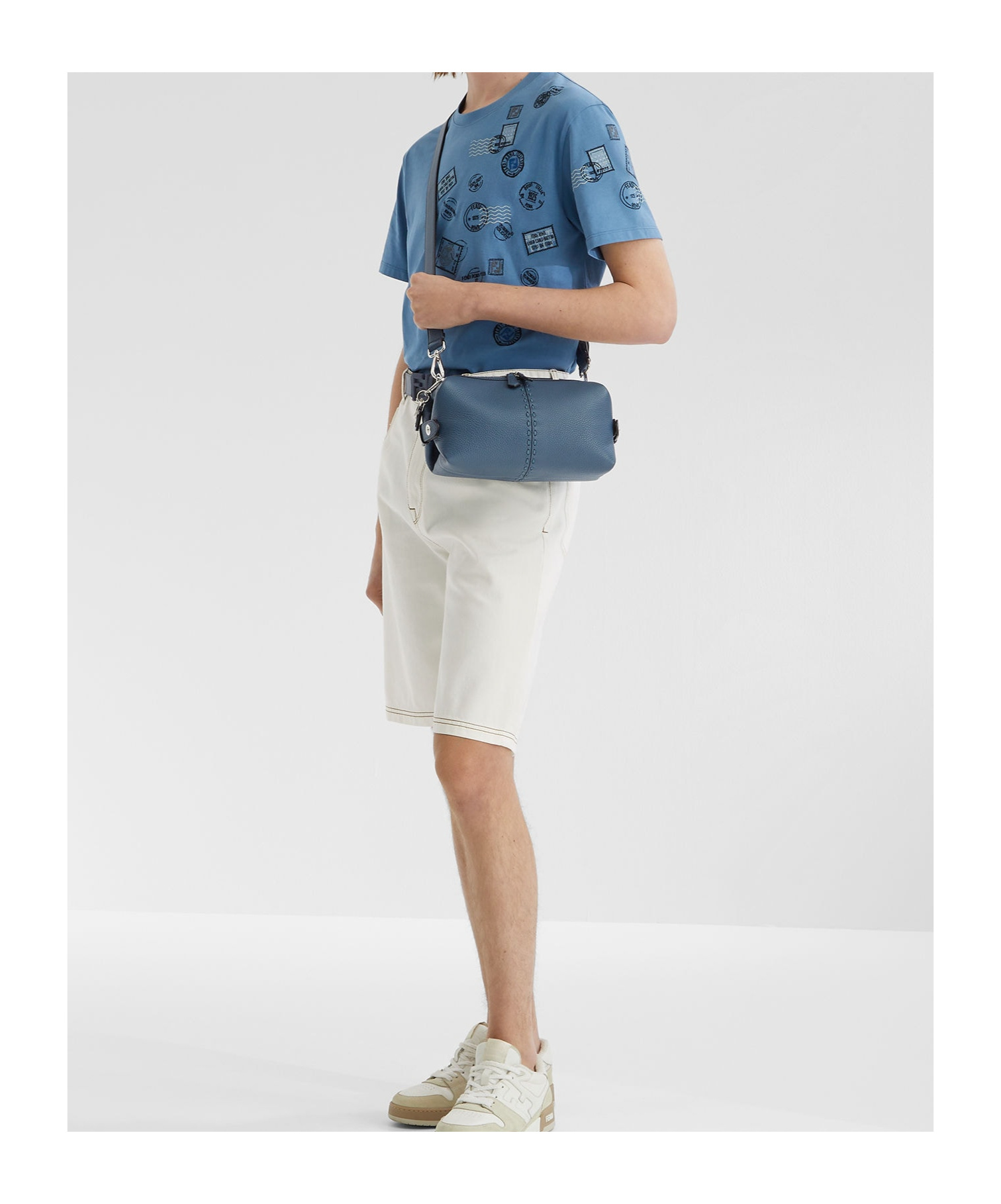 Fendi Blue Leather Selleria Bag With 266 Hand-sewn Topstitches