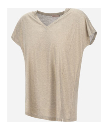 Herno Resort T-shirt In Shimmer Foil Jersey In Brown