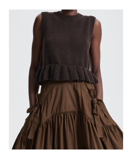 Cecilie Bahnsen Wool Cashmere Sleeveless Knitted Vest In Brown