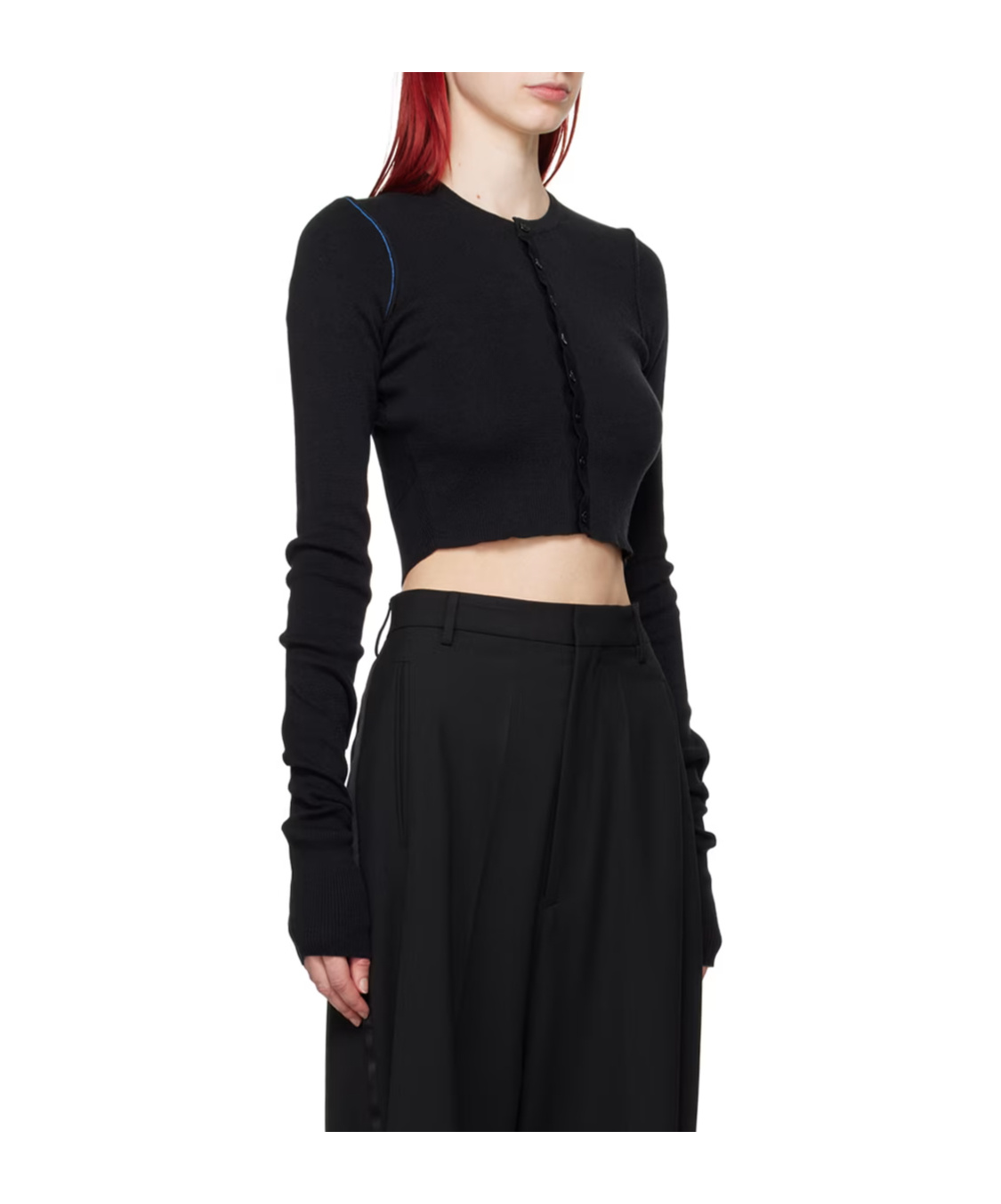 Mm6 Maison Margiela Round-neck Cropped Cardigan In Black