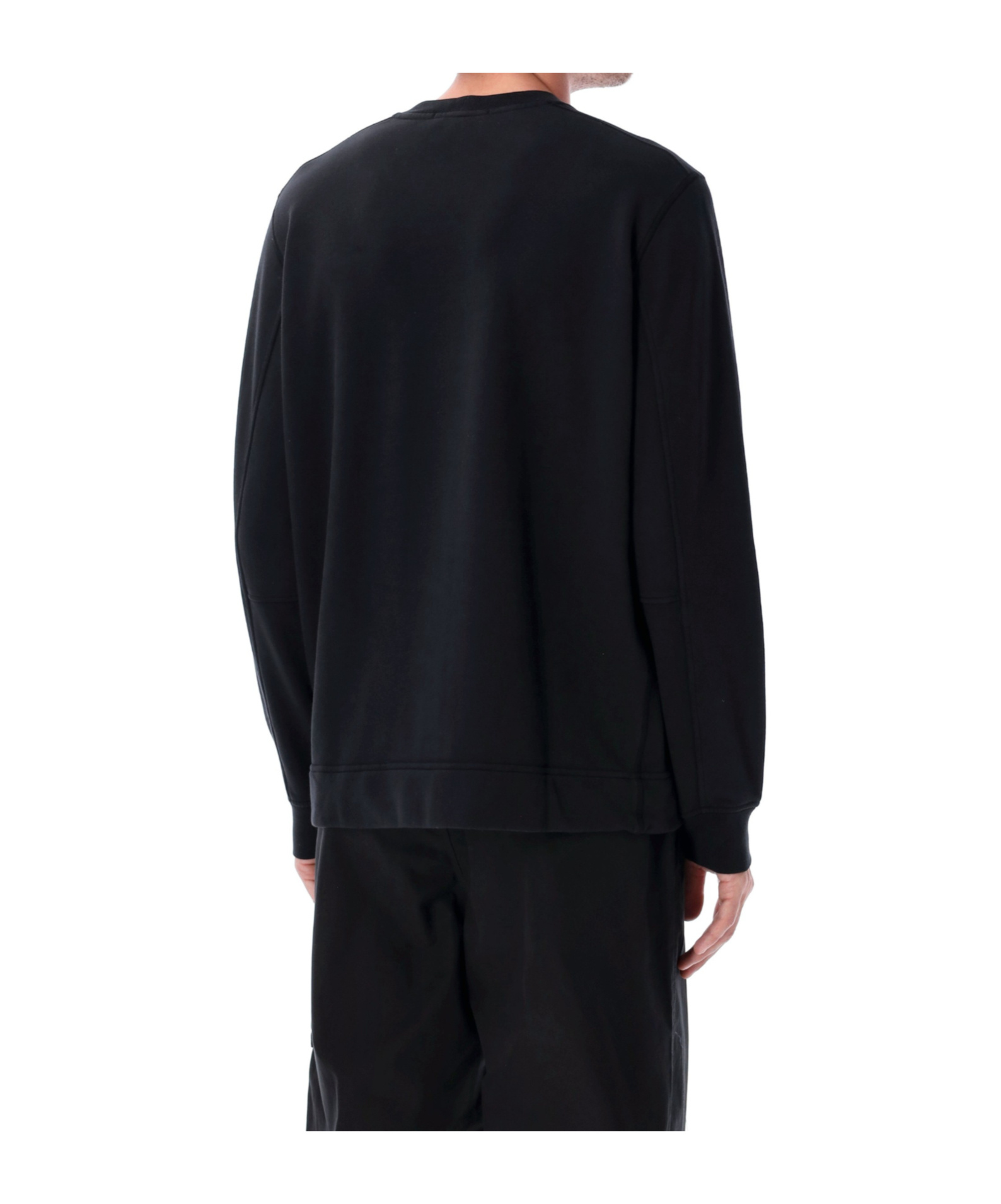 Stone Island Cotton Fleece Crew Neck Long Sleeve Sweatshirt In Black