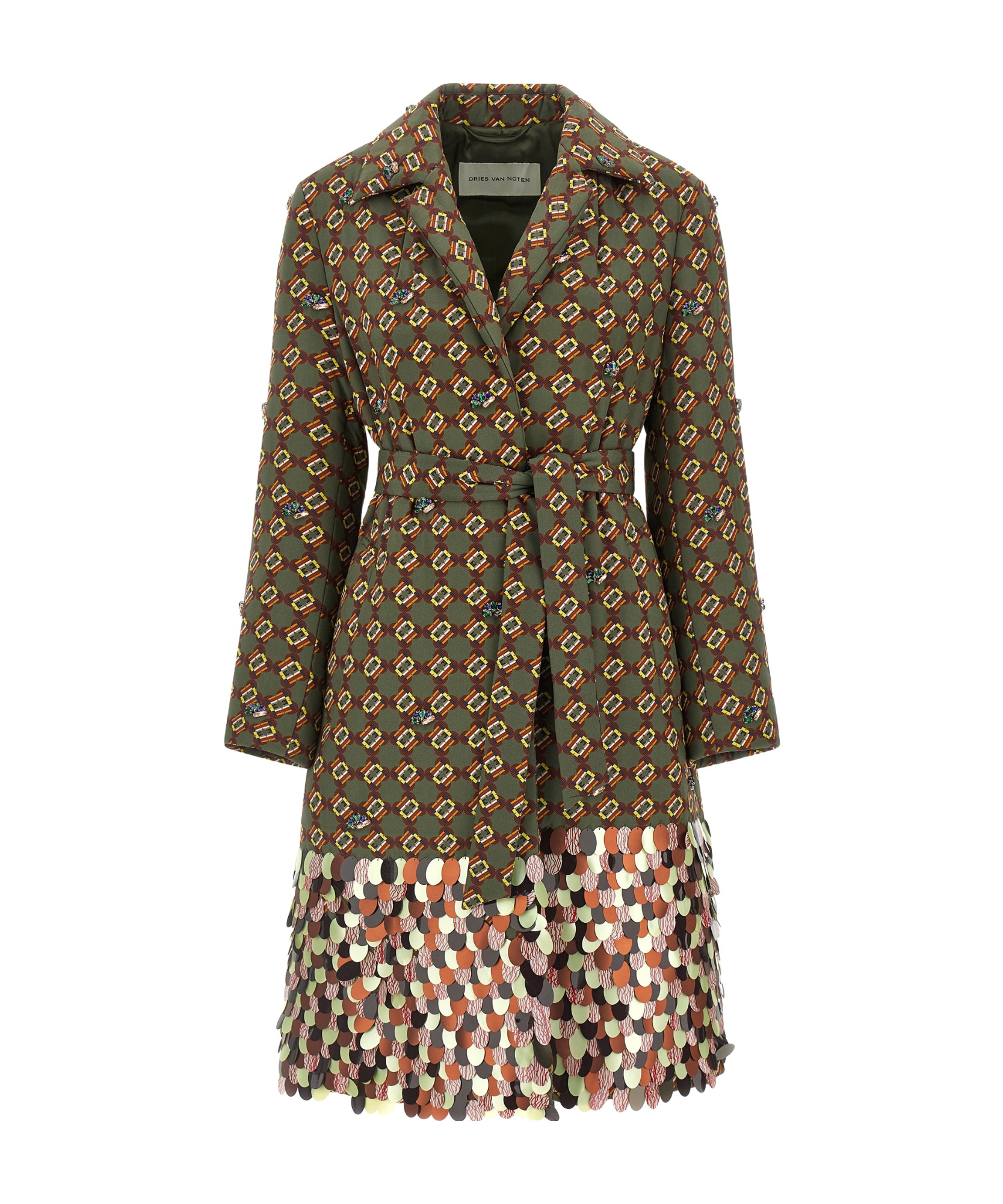 Dries Van Noten Long-sleeved Coat In Green