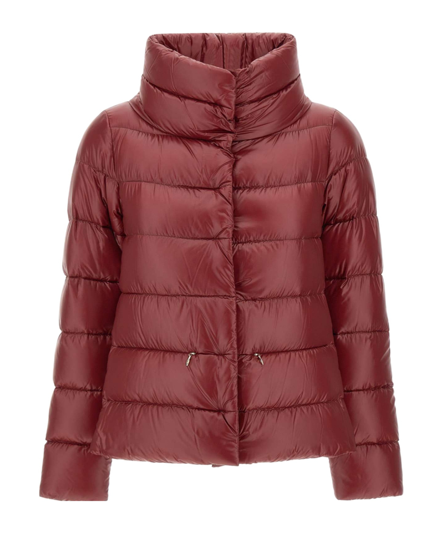 Herno Quilted High Neck Jacket With Lateral Split In Red