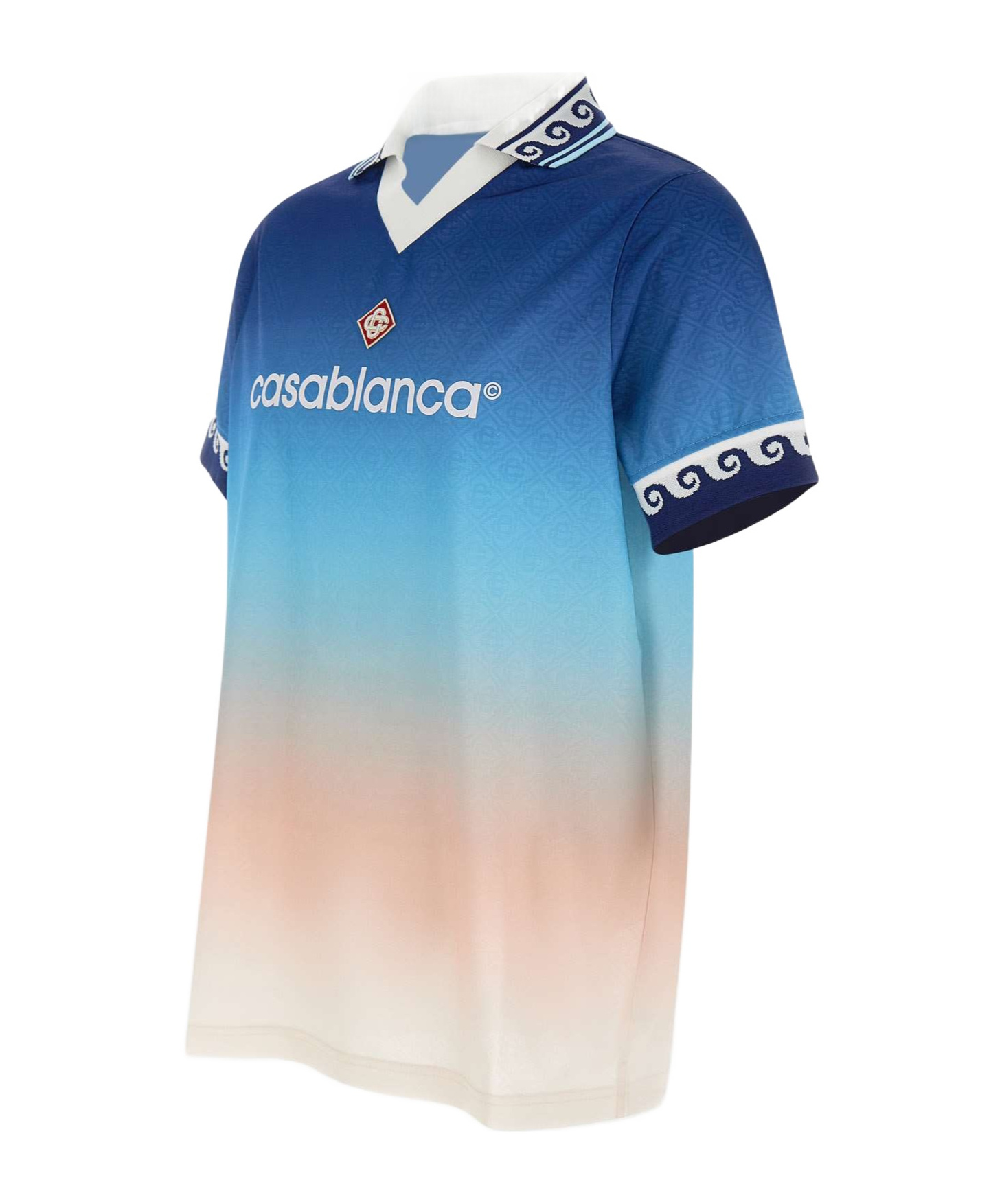 Shop Casablanca Jacquard Monogram Polo Shirt In Multi-color