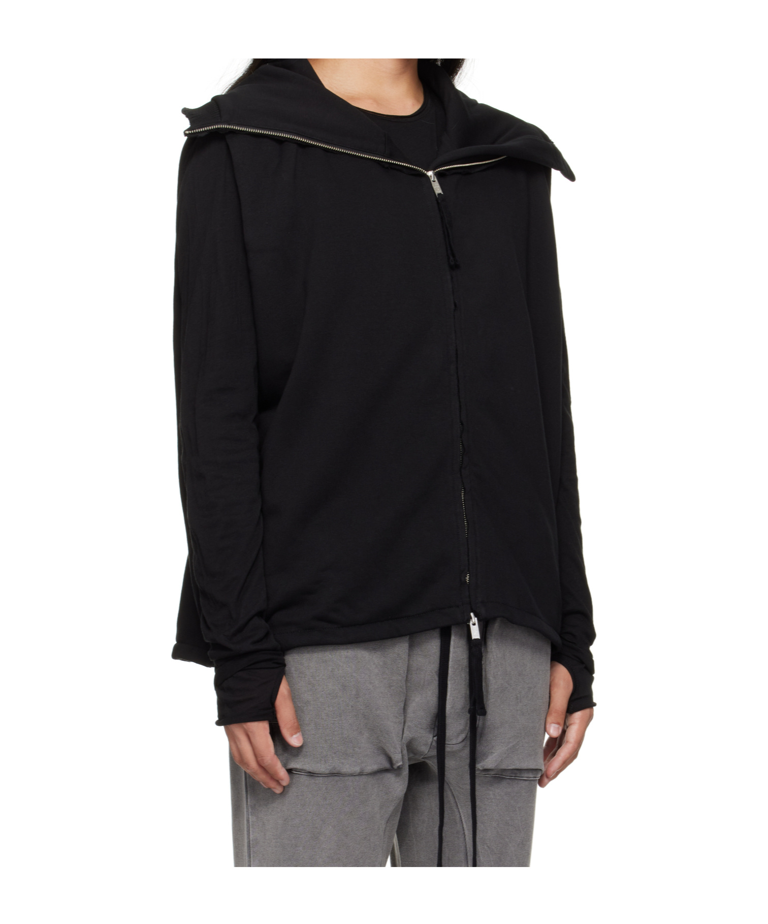 Thom Krom Cotton-blend Fleece Hoodie In Black