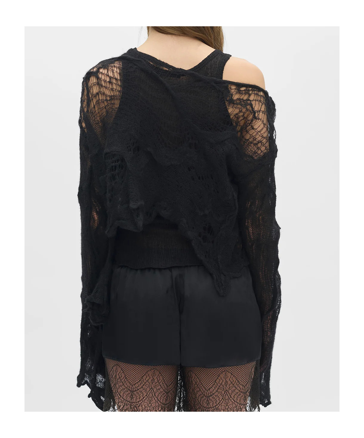 Ann Demeulemeester Cilia Off-shoulder Sweater In Black