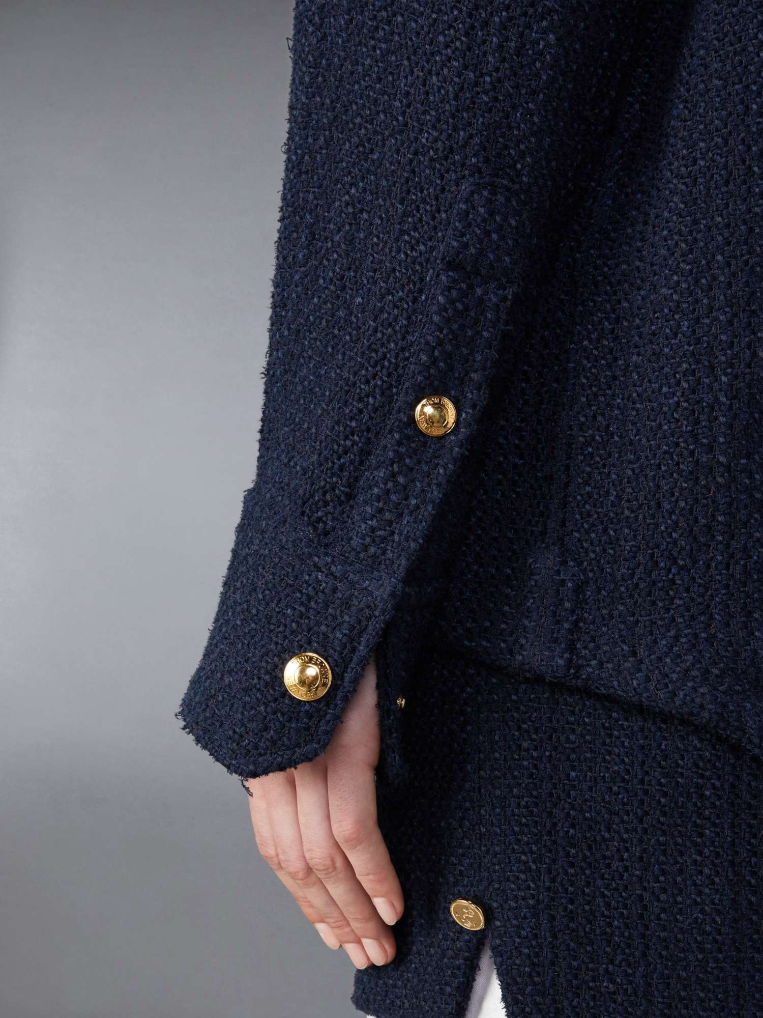 Thom Browne Rwb-striped Tweed Blazer In Black
