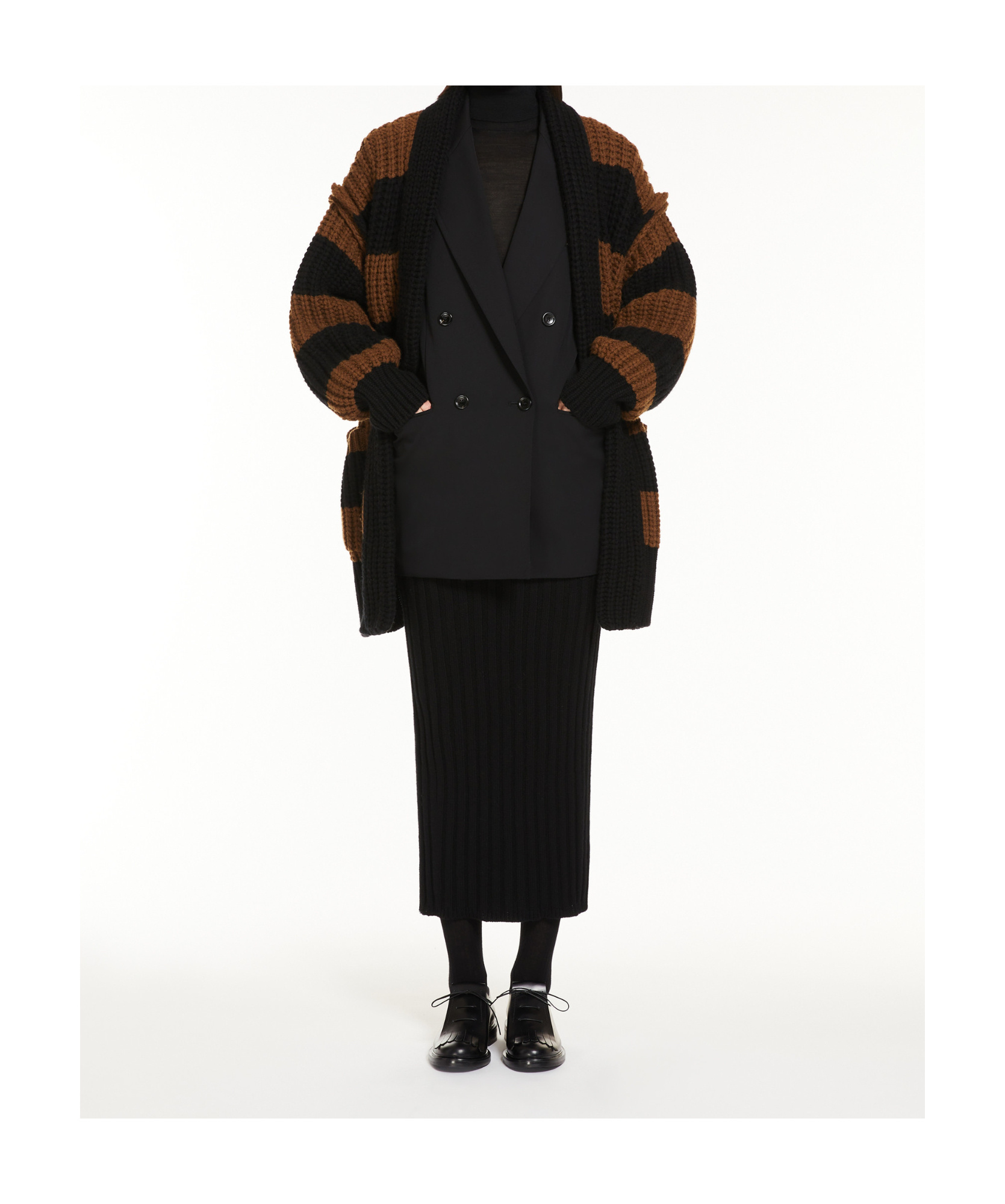 Max Mara Women Wool And Cashmere Oversized Cardigan In Black
