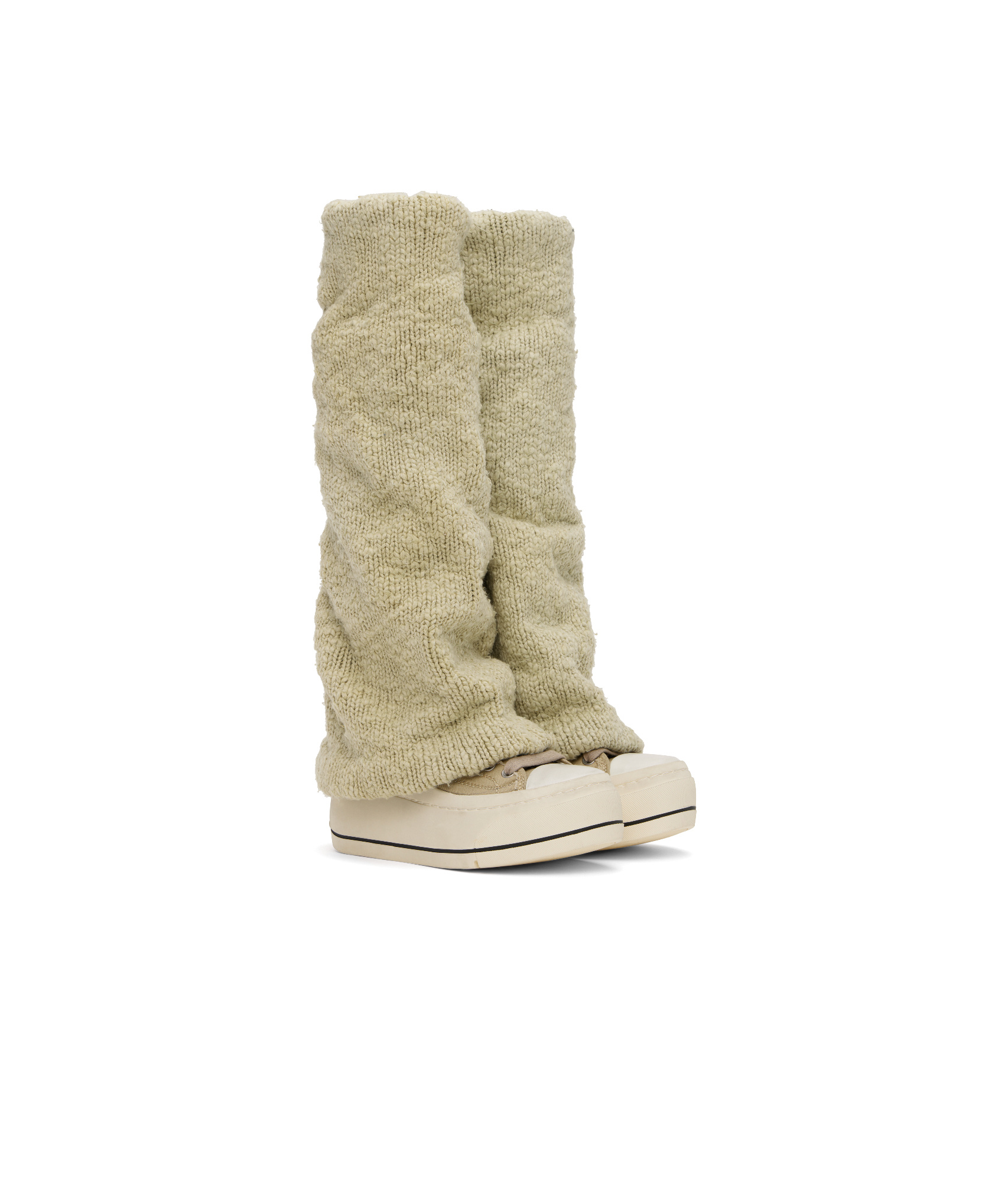 R13 Round Toe Boots In Light Khaki
