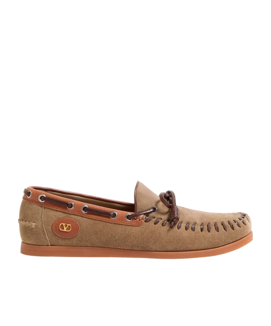 Valentino Palm Avenue Suede And Leather Loafers In Brown