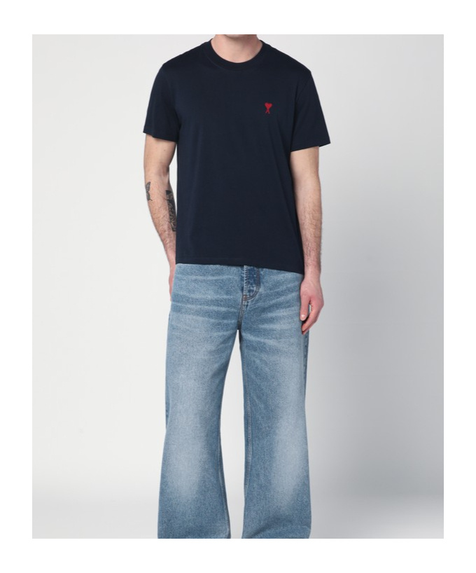 Ami Alexandre Mattiussi Logo-embroidered Organic Cotton-jersey T-shirt In Black