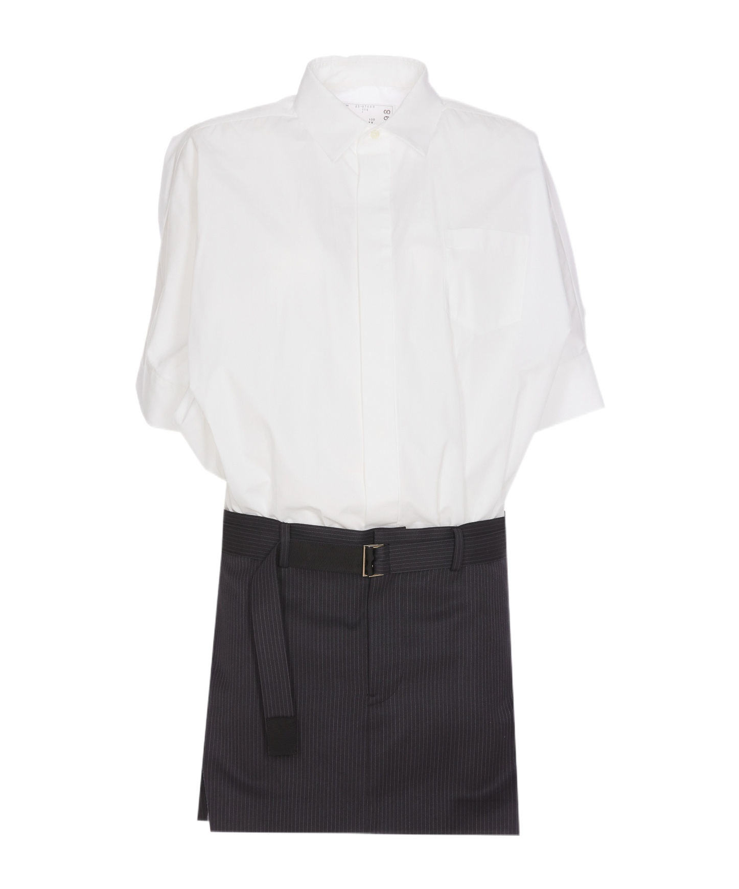 Sacai Stitched Design Dress In White