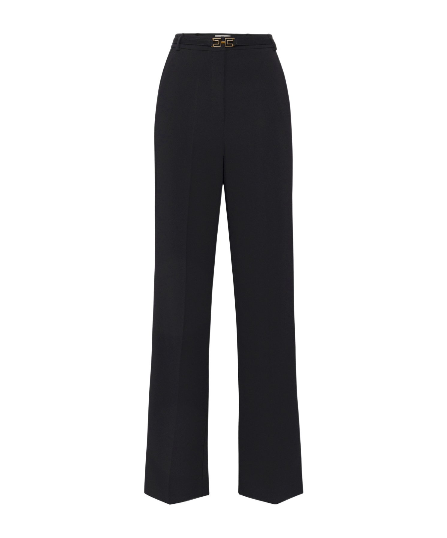 Elisabetta Franchi Wide-leg Trousers With High Waist In Black