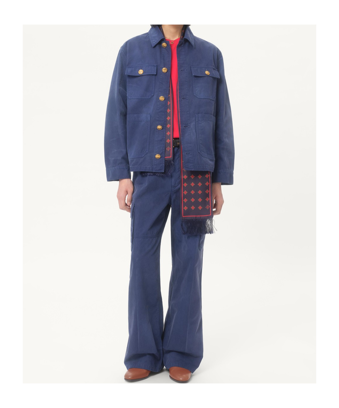 Valentino Gold-button Flap-pocket Jacket In Blue
