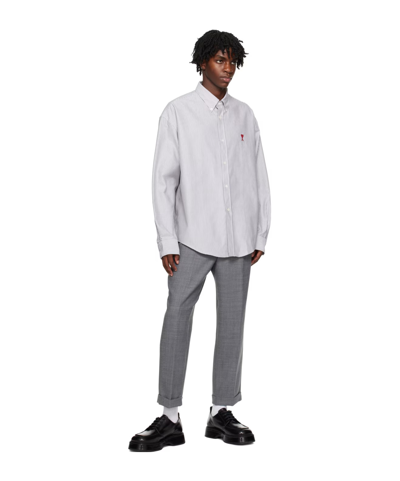 Ami Alexandre Mattiussi Tapered Stretch Casual Pants In Gray