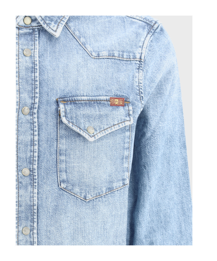Shop 7 For All Mankind Flap-pocket Denim Shirt In Blue