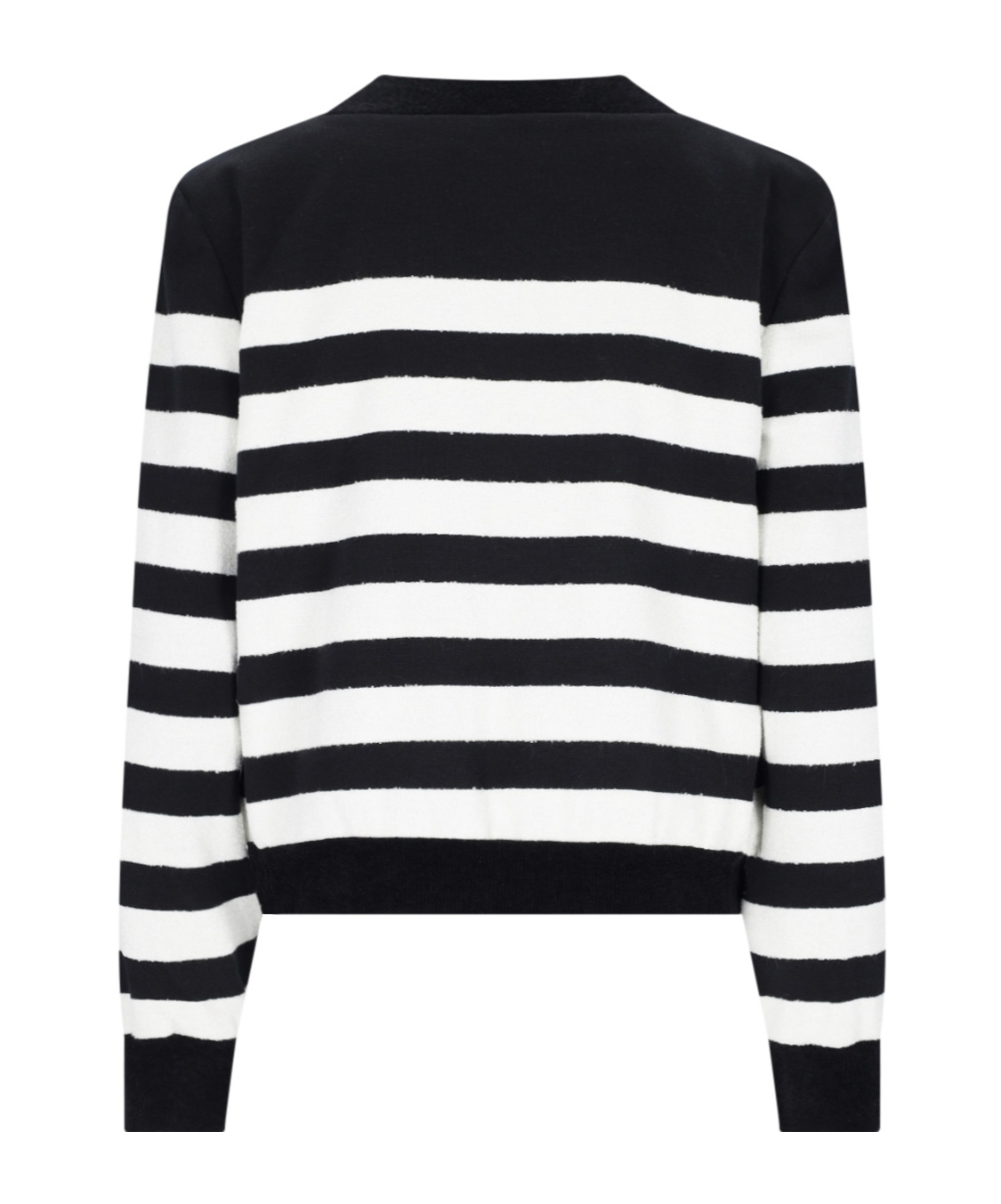 Balmain Striped Cotton Blend Jersey Cardigan In Black