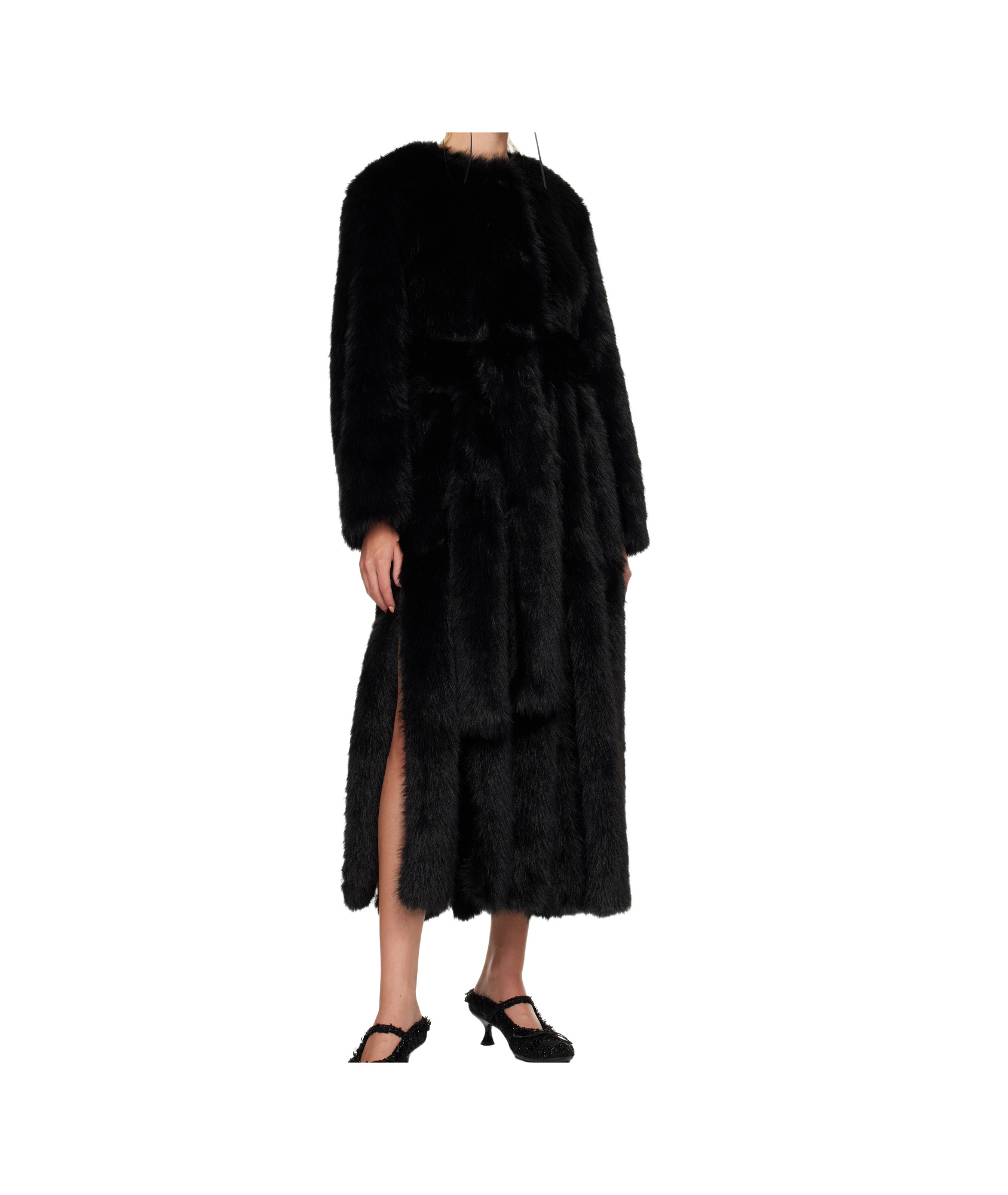 Simone Rocha Belted Long Coat In Black