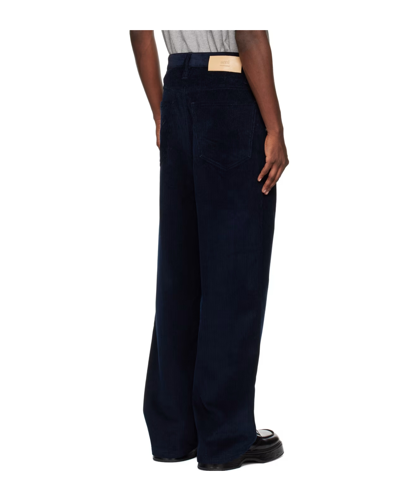 Shop Ami Alexandre Mattiussi Wide-leg Corduroy Trousers In Black