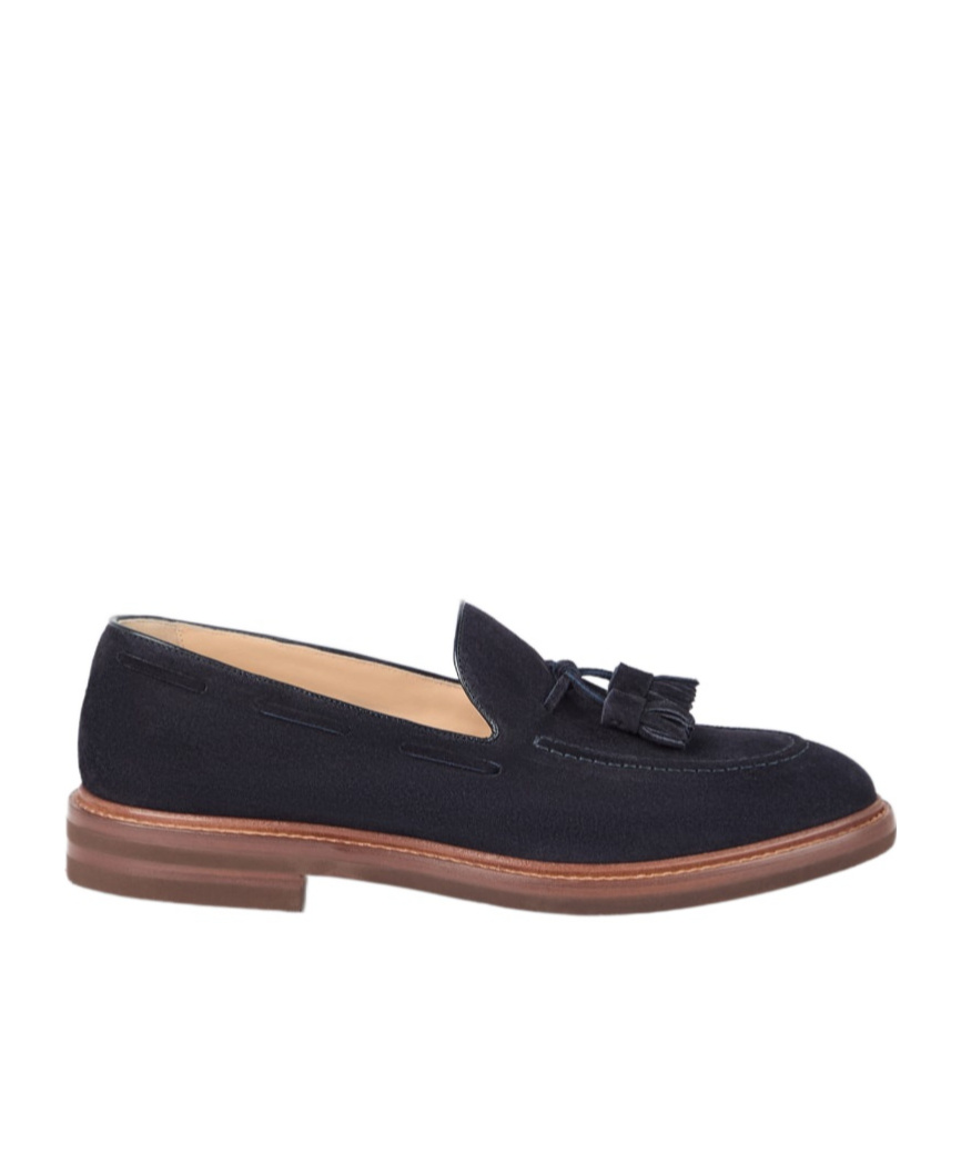 Brunello Cucinelli Leather-trimmed Tasselled Suede Loafers In Black