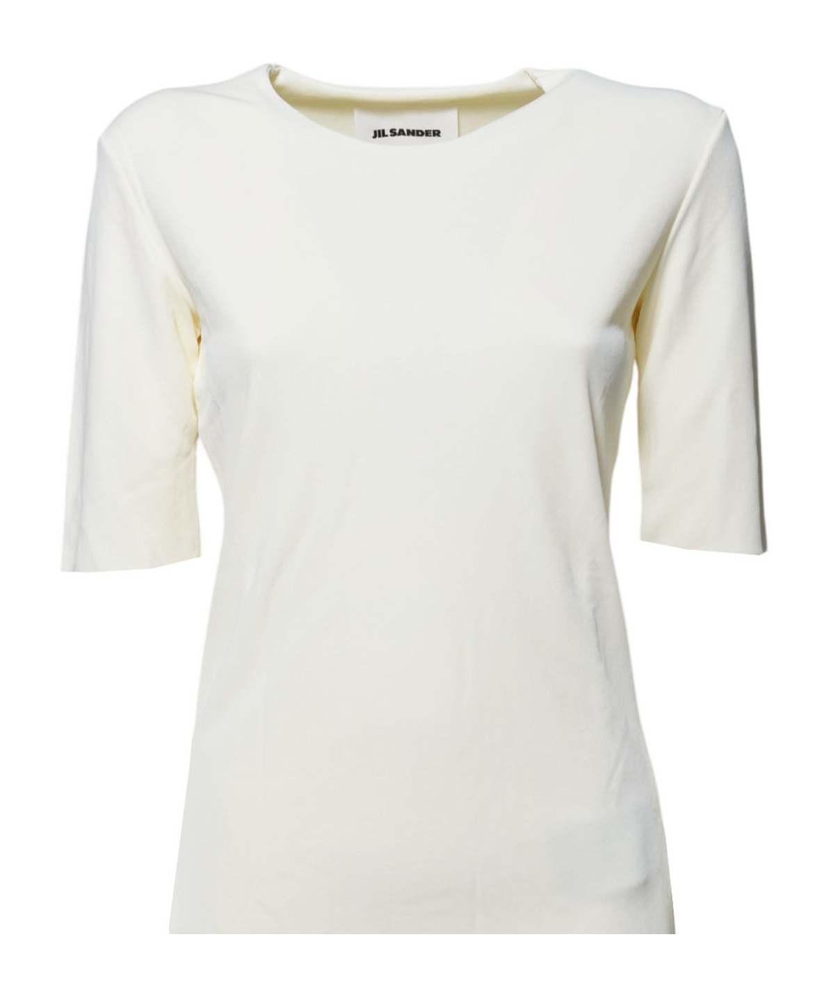 Jil Sander Open-necked Black Shirt In White
