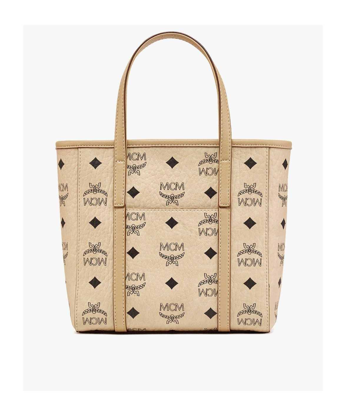 Shop Mcm Aren Top-zip Mini Shopper Bag In Nude