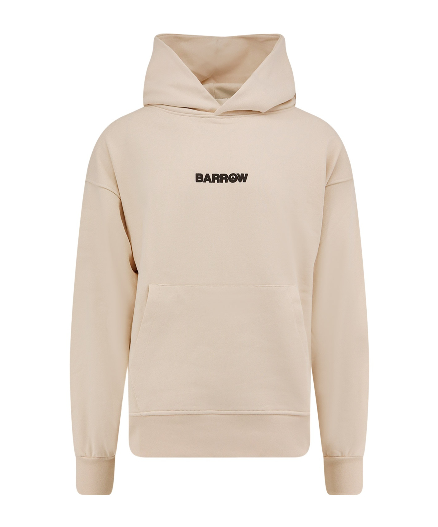 Barrow Hooded Cotton Sweatshirt Back Print In Brown