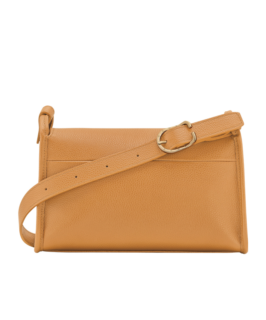 Longchamp Medium Le Foulonné Leather Crossbody Bag In Walnut