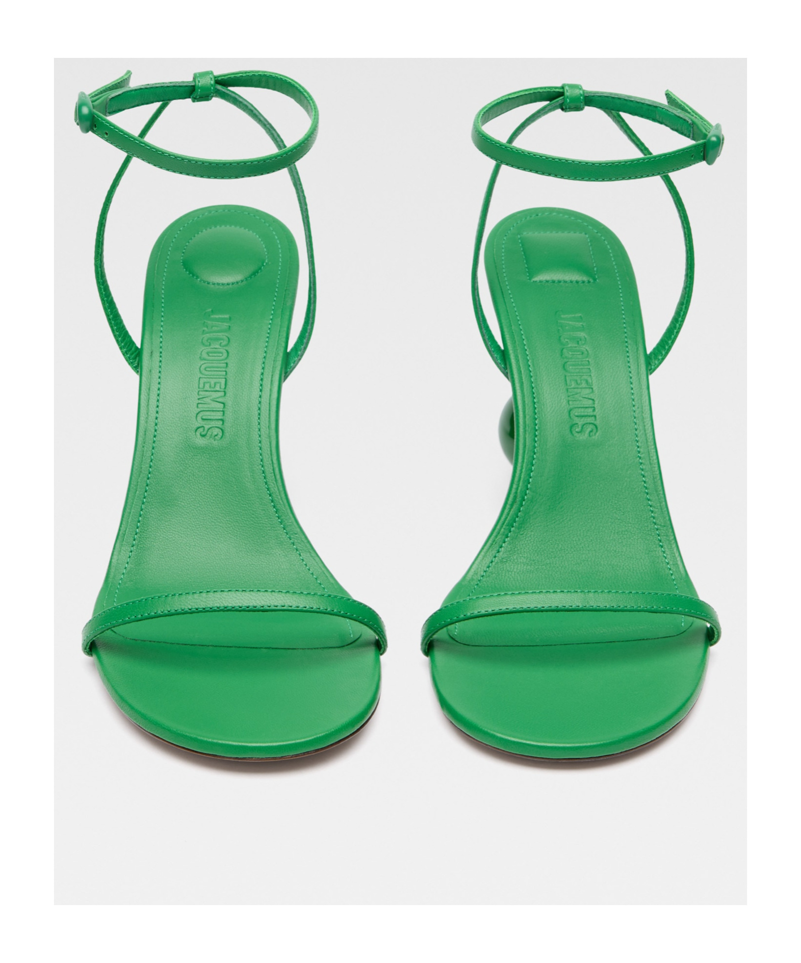 Jacquemus Sculpted Heel Leather Sandals In Green