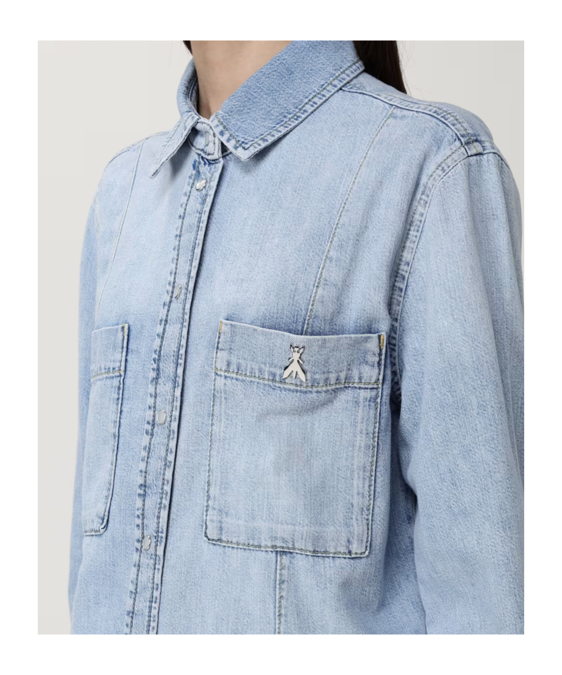Patrizia Pepe Button-down Long-sleeved Shirt In Blue