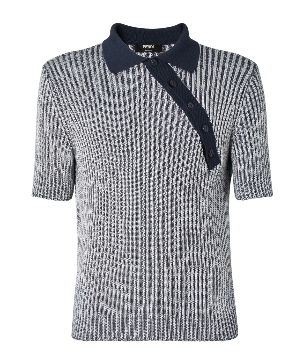 Fendi Polo In Misto Viscosa Stretch Ricamata  Uomo In Gray