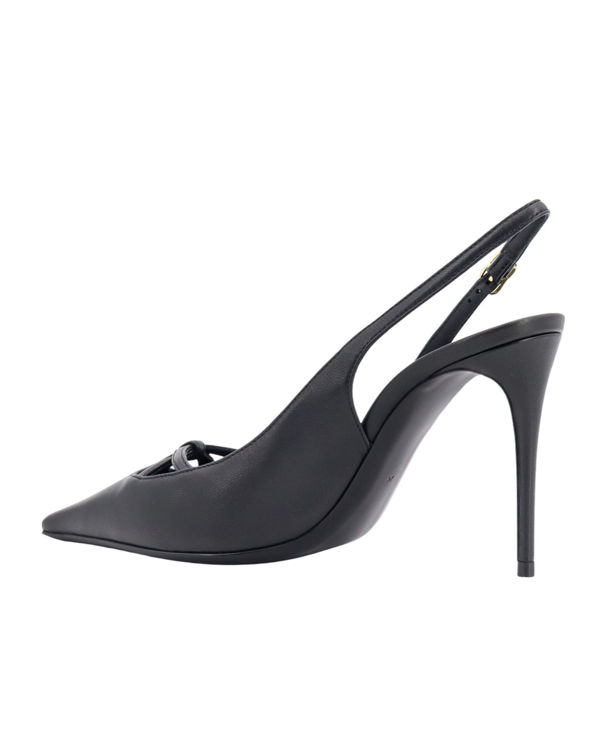 Dolce & Gabbana Leather Slingback With Metal Monogram In Black