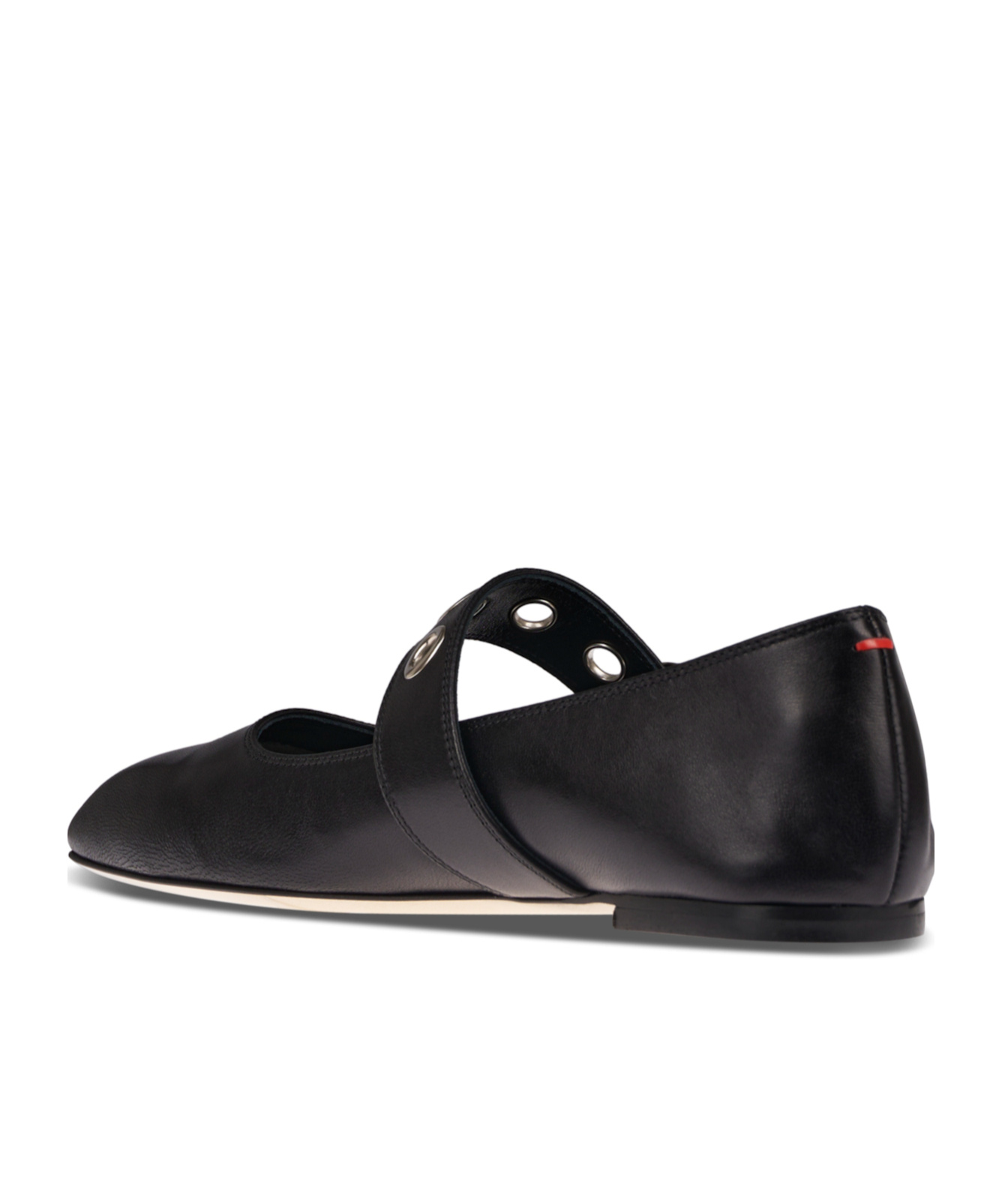 Aeyde Nappa Leather Flats With Circular Hardware Detail In Black