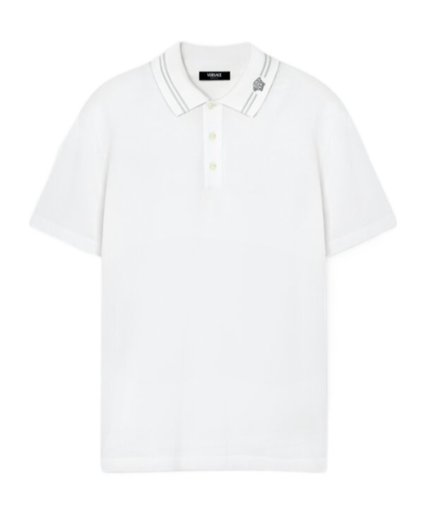 Versace White Polo Shirt With Medusa Detail On The Collar