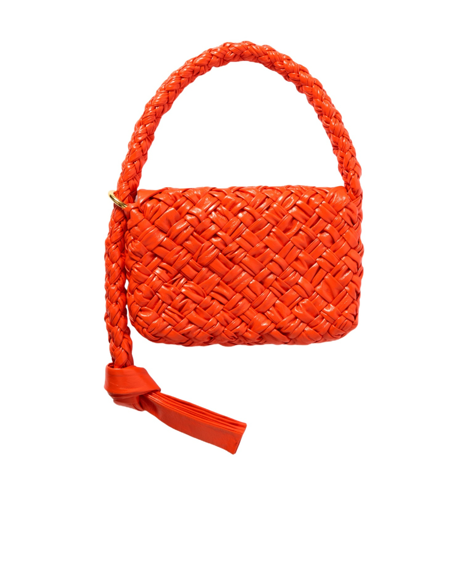 Bottega Veneta Intreccio Knitted Shoulder Bag In Red