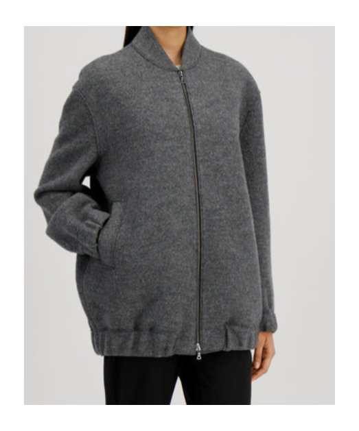 Harris Wharf London Zip-front Bomber Jacket In Gray