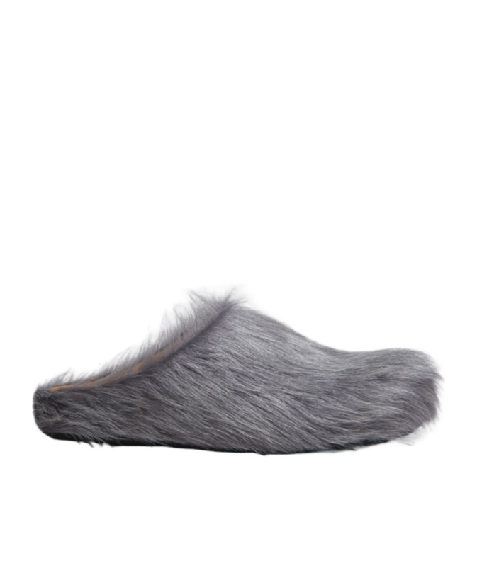 Marni Fussbet Sabot Calf-hair Slippers In Gray