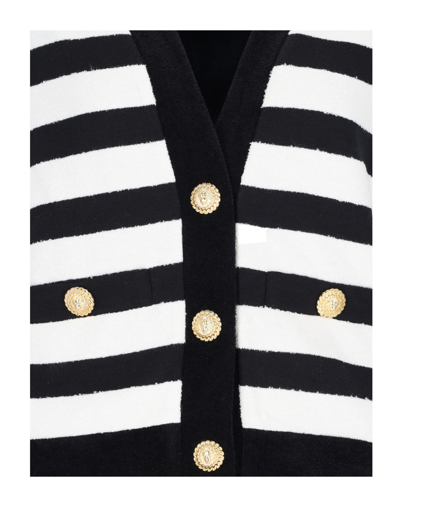 Balmain Striped Cotton Blend Jersey Cardigan In Black