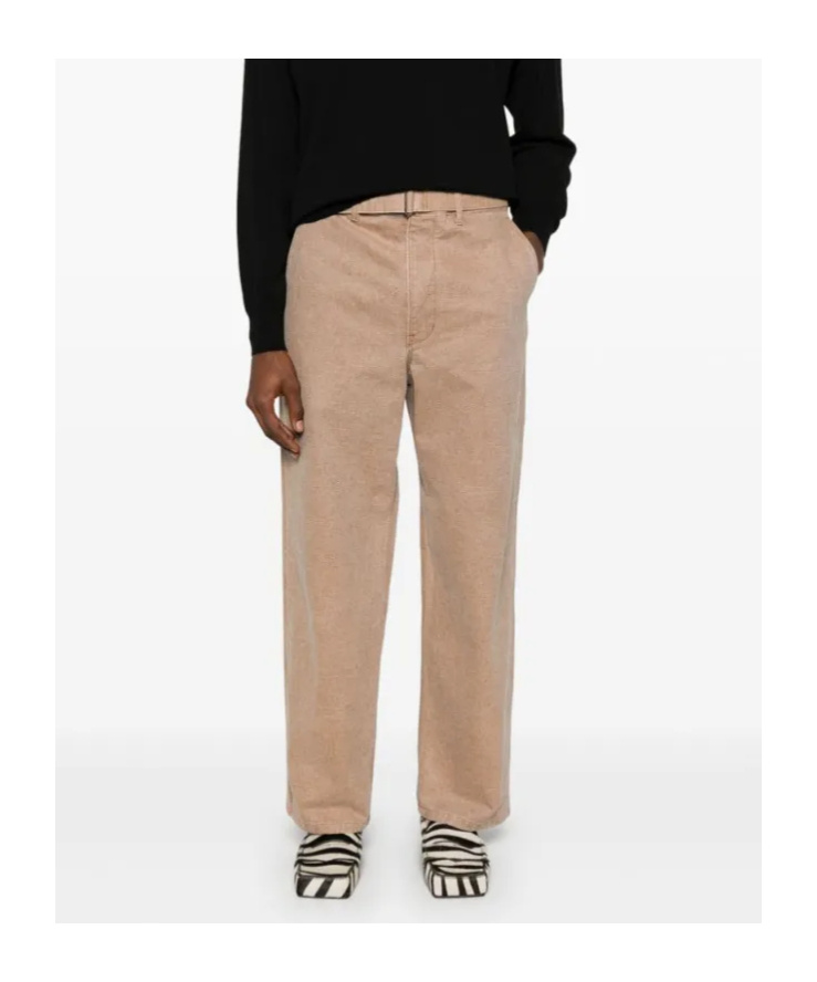 Auralee Canvas Belted Trousers In Multi