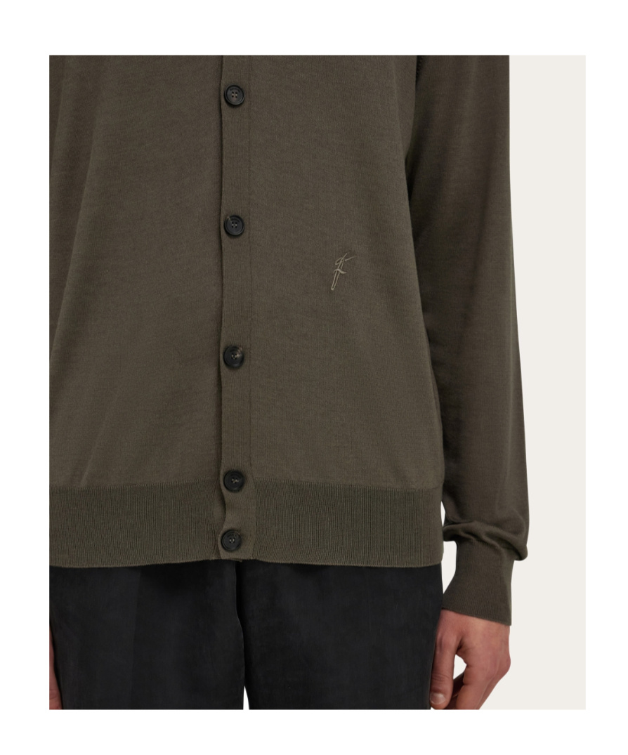 Ferragamo Silk Blend Cardigan In Brown