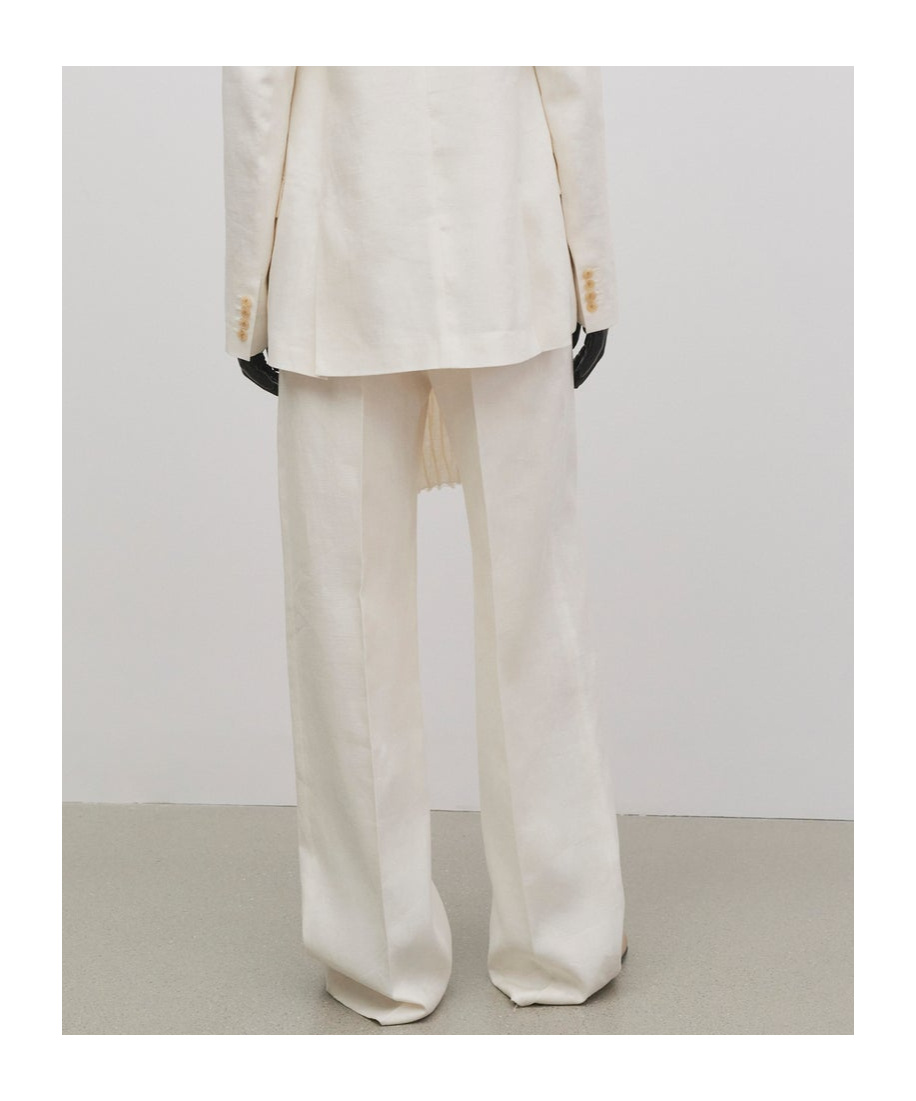 The Row White Linen Wide Trousers