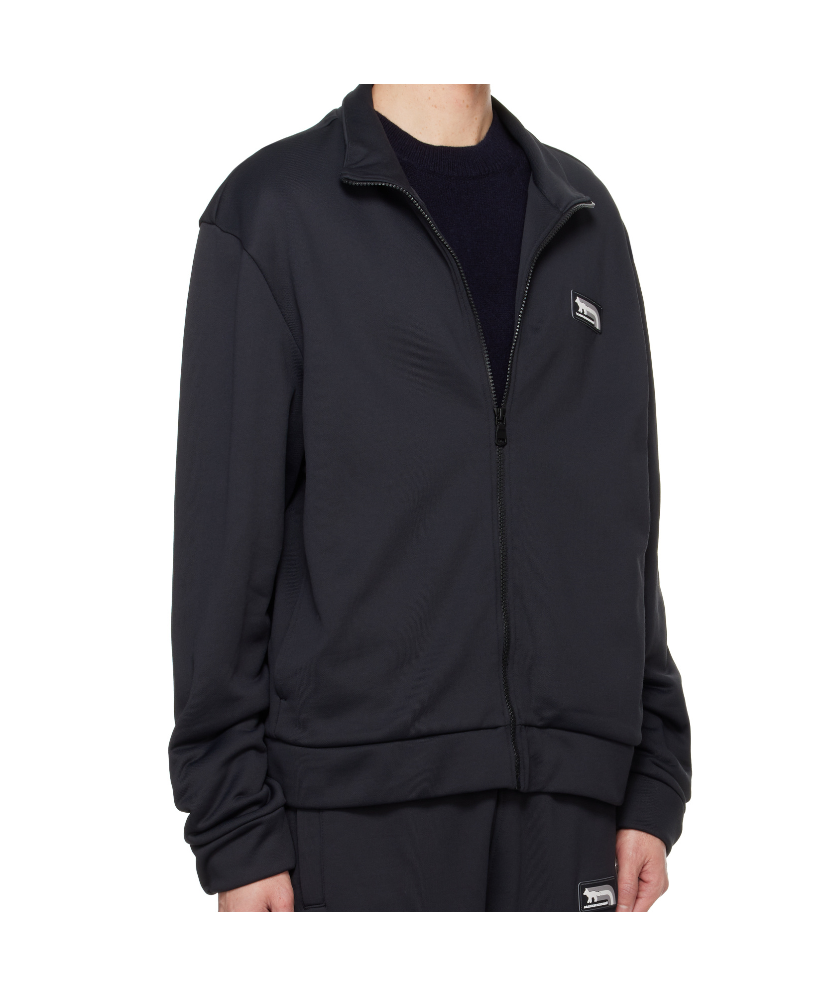 Shop Maison Kitsuné Logo Patched Jacket In Black