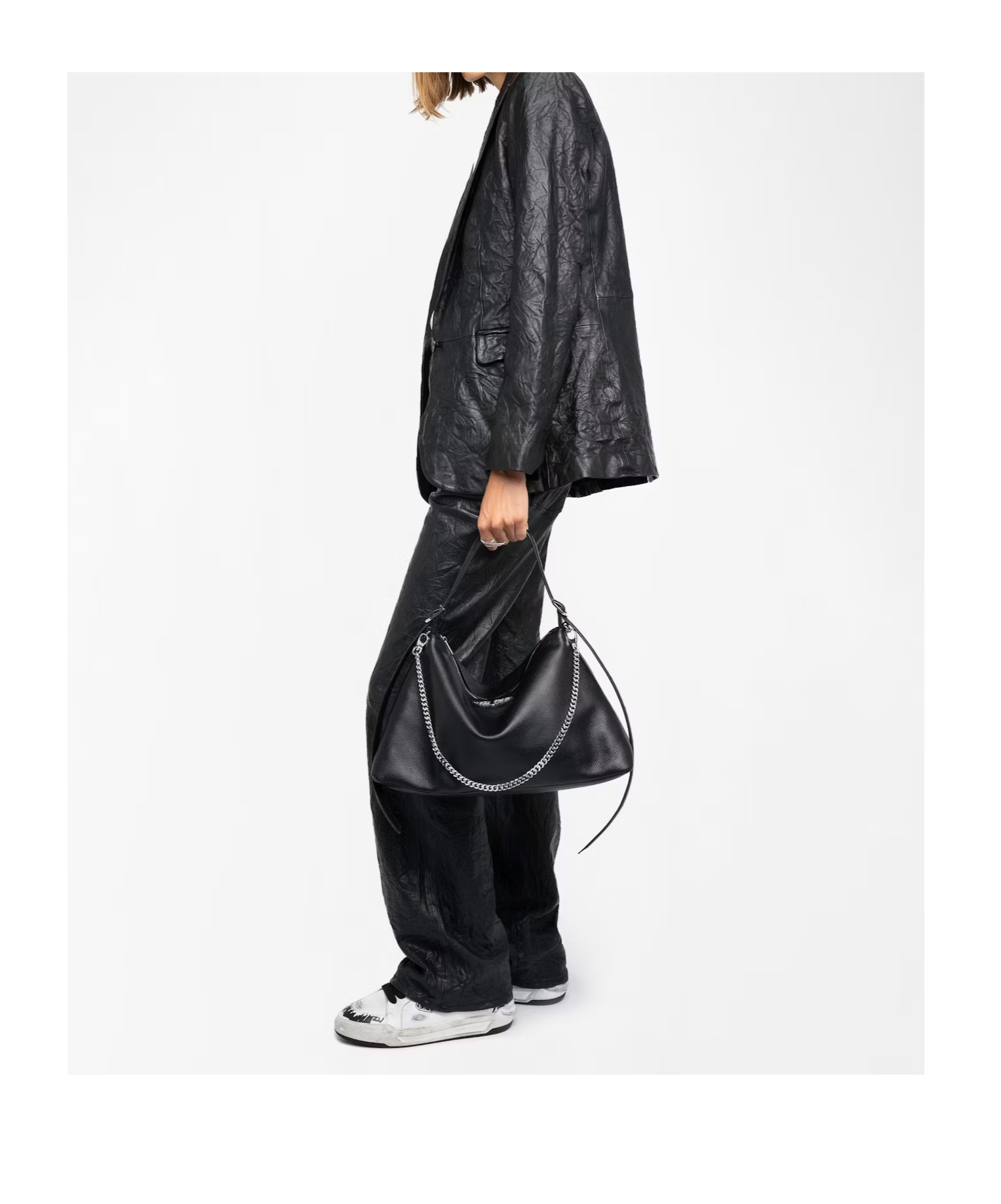 Zadig & Voltaire Long-sleeved Leather Jacket In Black