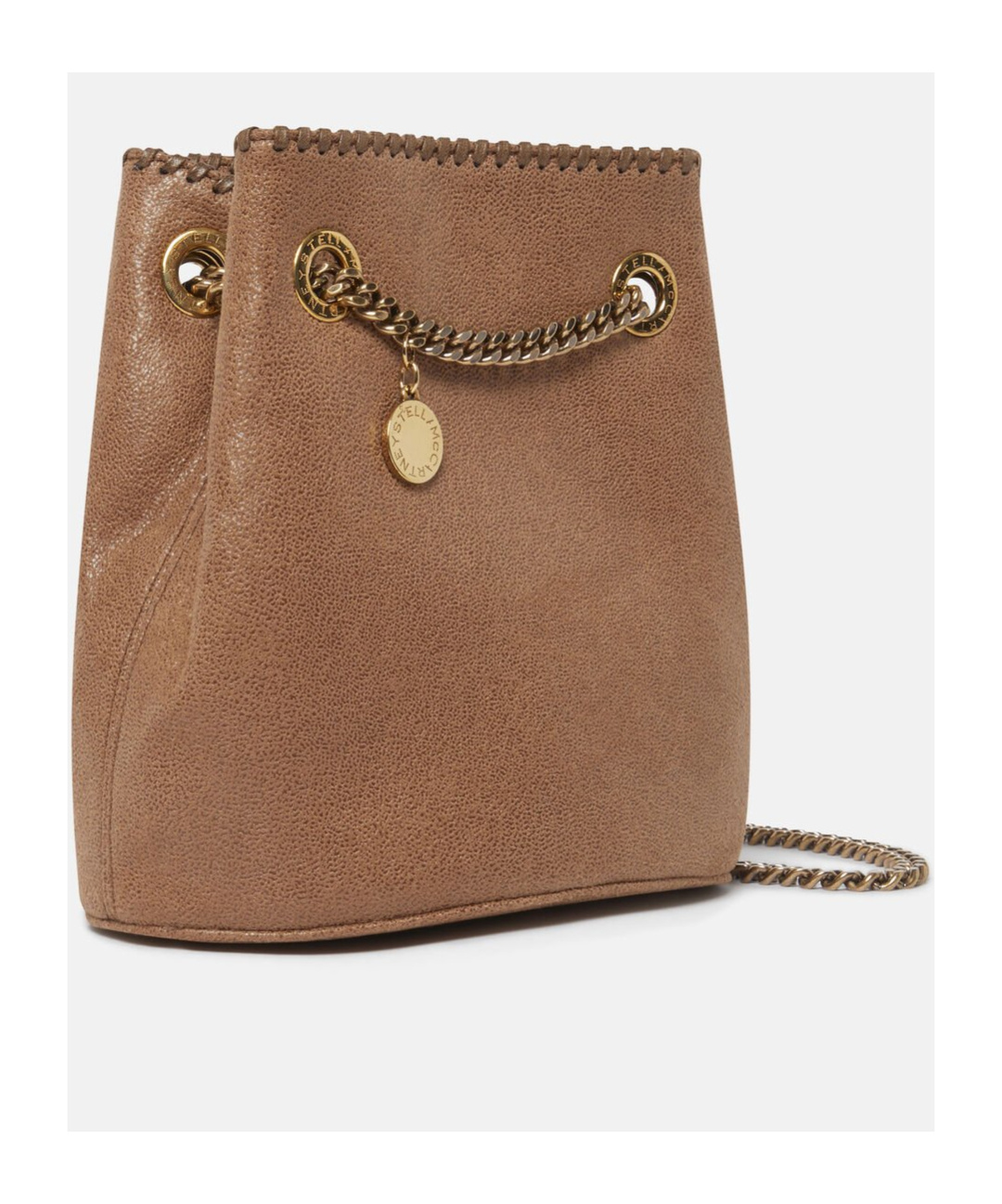 Stella Mccartney Falabella Chain-linked Bucket Bag In Brown