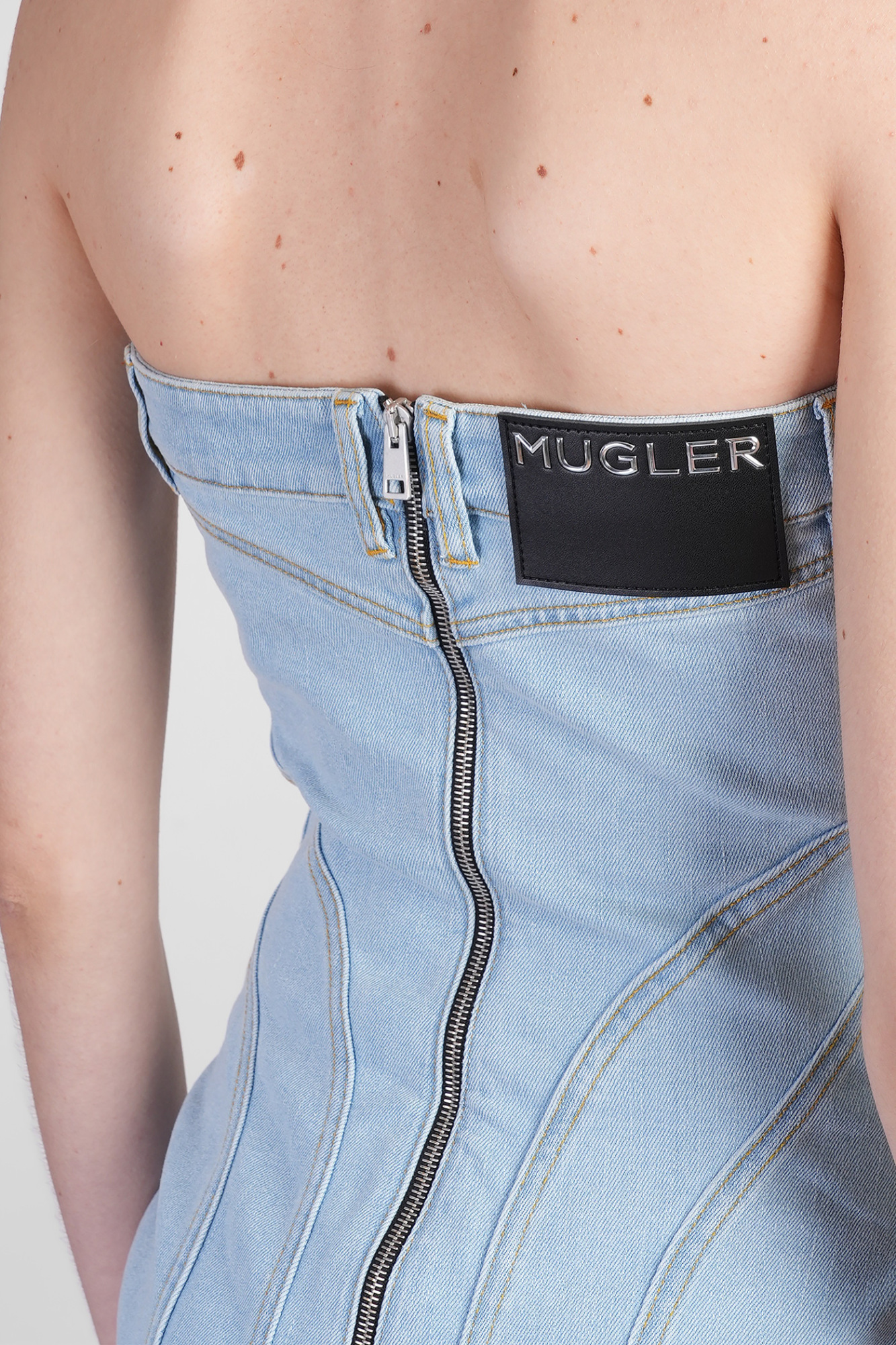 Mugler Mini Dress In Blue