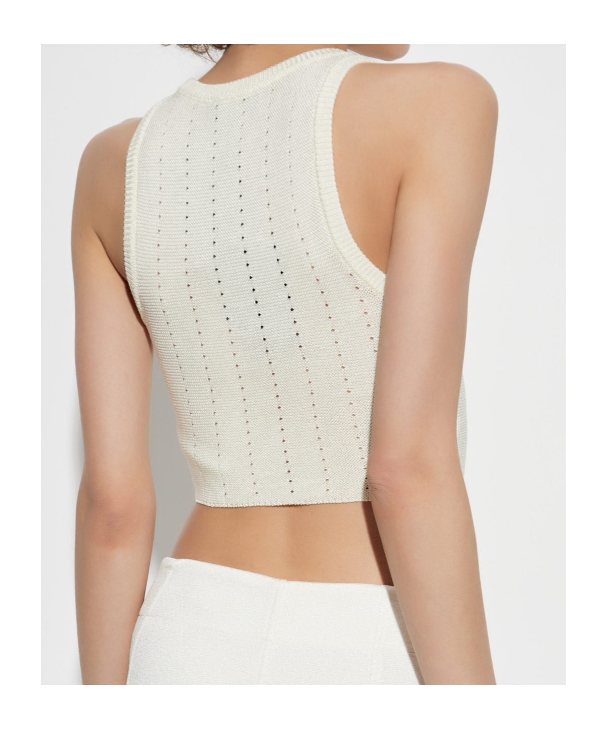 Etro Ivory Knitted Crop Top With Openwork Pattern In White