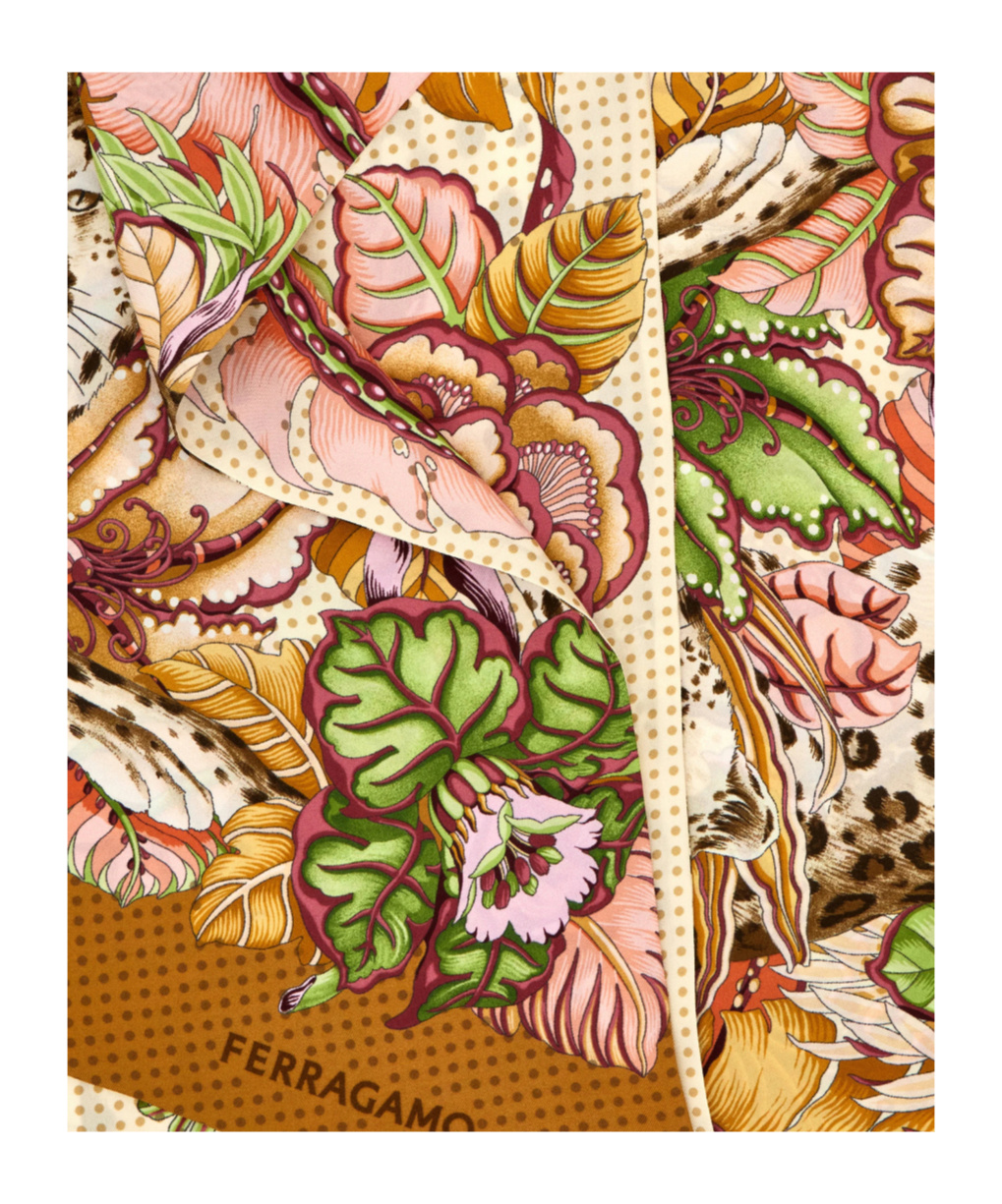 Ferragamo Cheetah Print Silk Bandeau In Multi